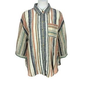 Unique Spectrum Striped Button‎ Down Size XL Shirt
